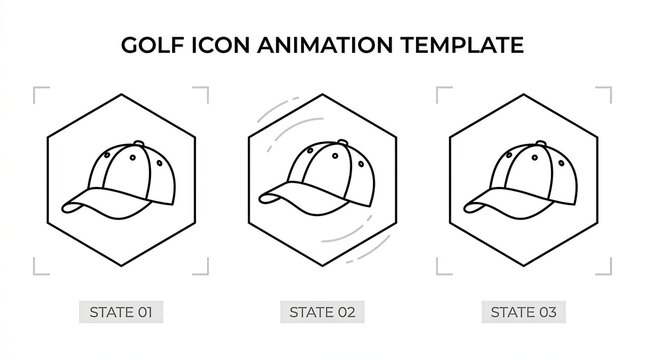 Golf icon animation template with baseball cap