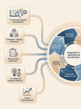 Integrated ai operations and coordination workflow diagram for community programs