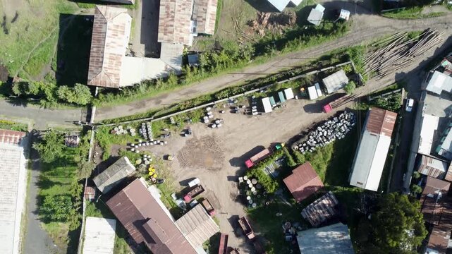 Aerial straight down view of an industrial area in the densely populated city of Dessie, Ethiopia in Africa.