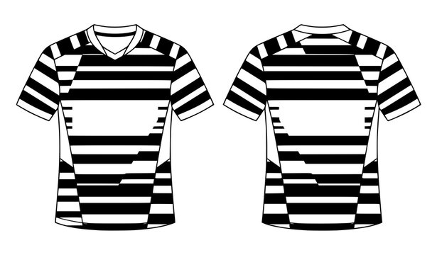 Black white modular horizontal stripe athletic jersey vector template for football running and futsal