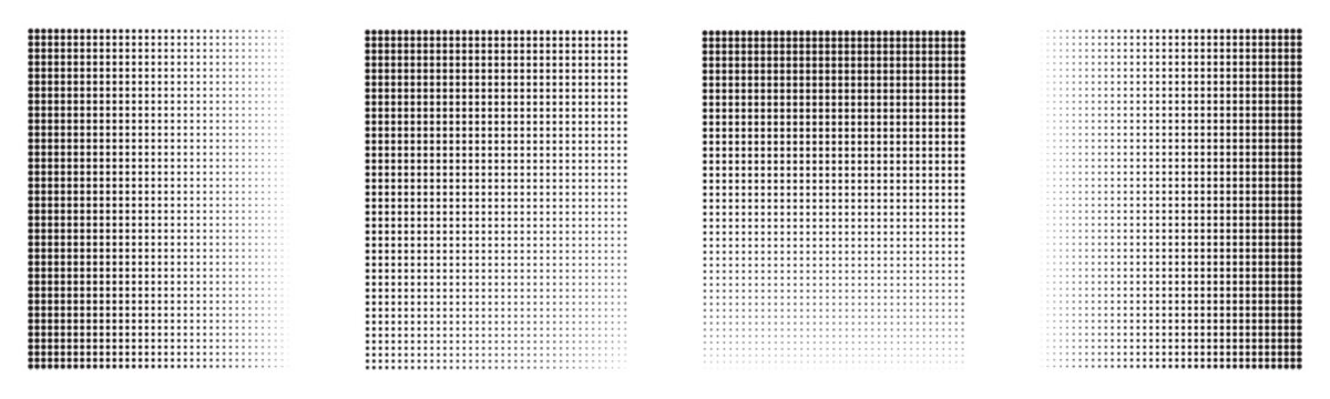 Halftone Dot Gradient Patterns Collection with Abstract Circular Dots and Fade Effect Vector Backgrounds