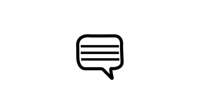 Simple comment bubble icon for online messaging 4k video animation.