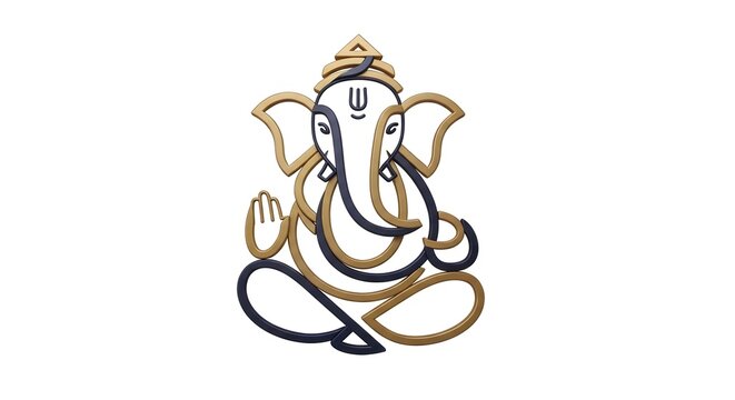 Golden Ganesha Illustration with Intricate Design.
