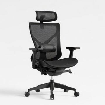 Sedia da ufficio ergonomica con schienale alto in tessuto nero traspirante, dotata di supporto lombare e base robusta con ruote agili, regolabile, seduta, aziendale