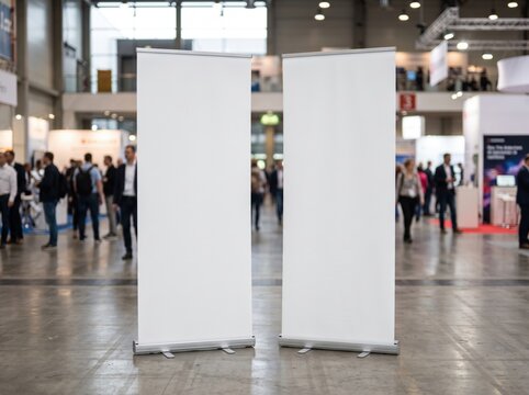 twin rollup banner stands exhibition mockup