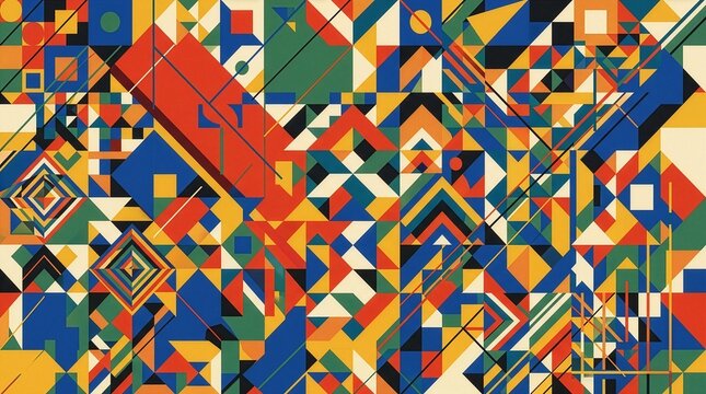 High density color block geometric pattern
