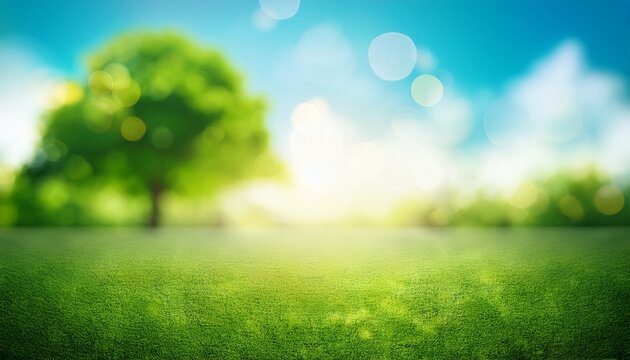 Blur Background Of Green Tree With Sky Bokeh Nature