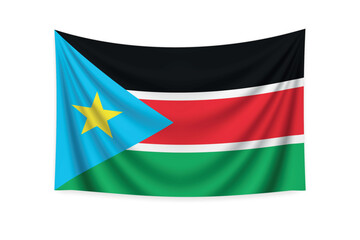 Obraz premium Flag of South Sudan Waving in Breeze