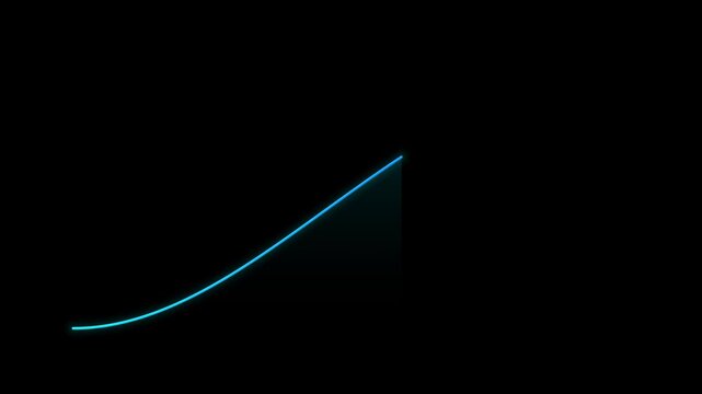 Neon Blue Business Growth Curve Line Animated on Black Background