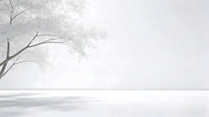 Naklejka premium White frosted tree branches on minimalist white background