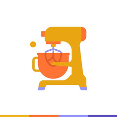 Fototapeta premium Vector illustration of a stand mixer kitchen appliance icon, flat design graphic art for cooking, baking, and food preparation concepts isolated on white background