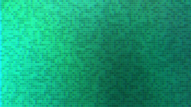 Teal and cyan pixel grid mosaic with glowing square tiles creating a seamless futuristic technology background.