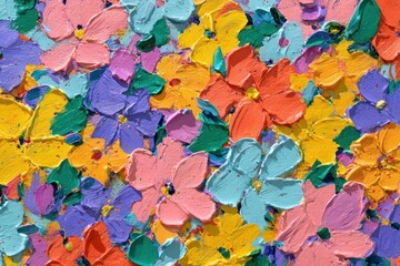 Obraz premium Vibrant floral abstract painting with textured brushstrokes.
