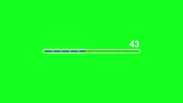Segmented Progress Bar With Percentage Counter On Green Screen 4K