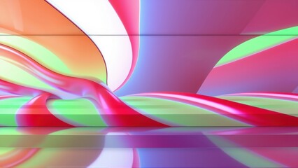 Fototapeta premium Abstract colorful waves, flowing shapes. Bright hues blend, creating dynamic visual experience. Smooth gradients, modern design.