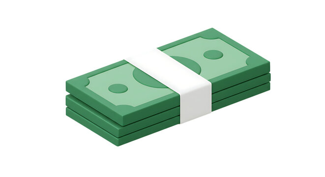 3d icon of stack of money isolated on transparent background