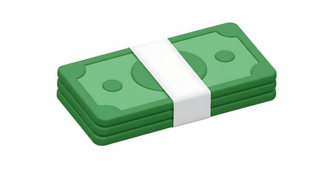 3d icon of stack of money isolated on transparent background