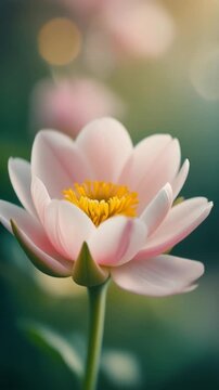 Close up of pink tulip blooming with soft bokeh background
