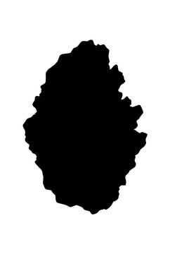 Black Silhouette Map of Moorea Island French Polynesia