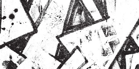 Naklejka premium Black spray paint texture on white wall with abstract geometric shapes and grunge splatters for urban street art background design elements