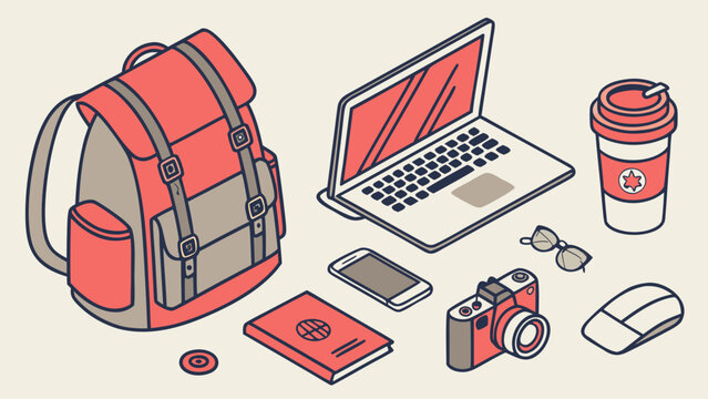Travel and digital nomad essentials backpack and gadgets with backpack, business