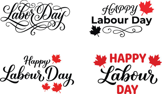 Labor Day graphics with maple leaves for Canadian holiday designs