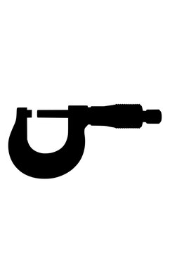 Micrometer measuring tool black silhouette isolated on white background