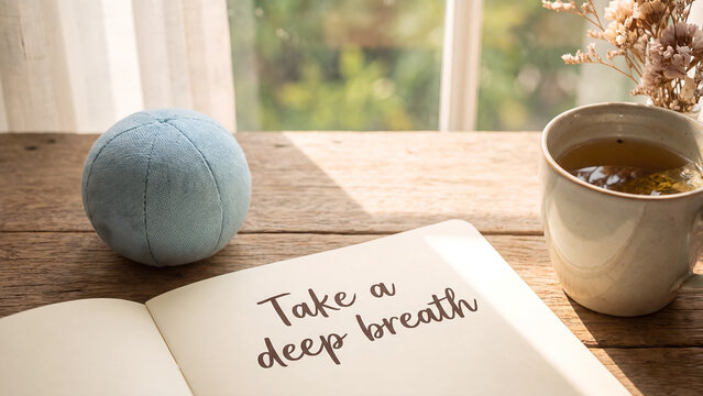 Take a deep breath journal reminder for mindfulness self care and stress relief relaxation