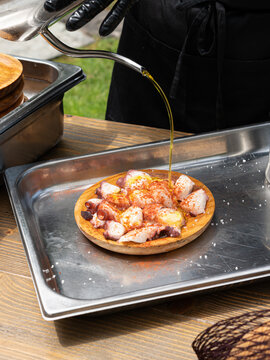 Traditional Spanish Octopus Tapas with Olive Oil
