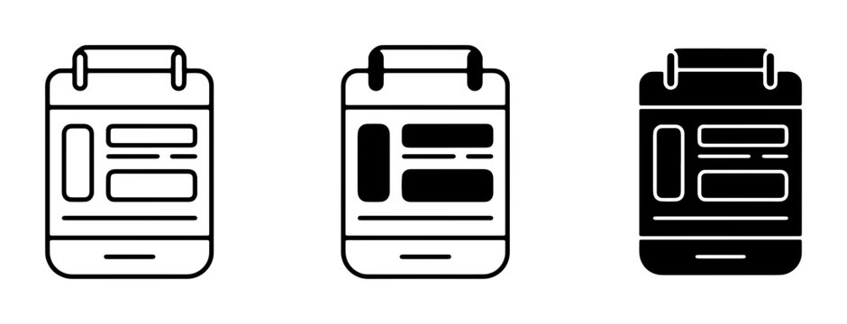 Clipboard Icons Set, Digital Form and Survey Templates, Web Design UI Elements, Black and White Vector Graphics