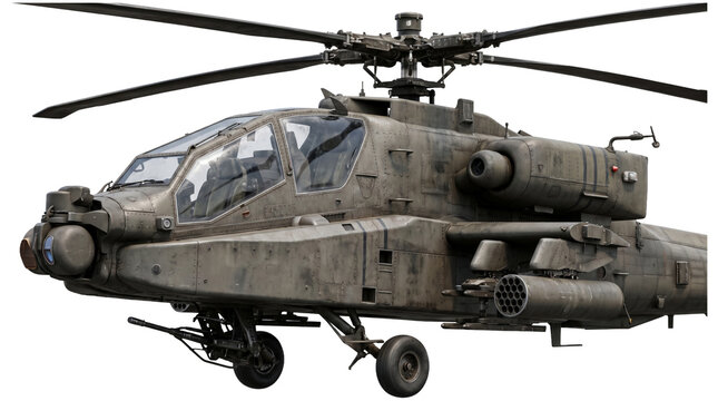 Military helicopter, a formidable apache gunship, poised for action and ready to take flight.