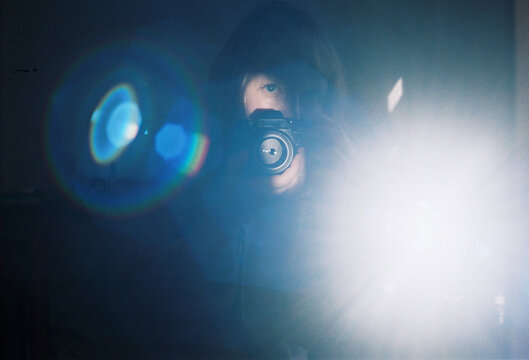 A selfie of a film photographer