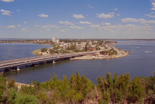 Retro View of Perth Western Australia, shot on film in 2004