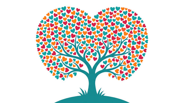 Heart shaped tree of love for world kindness day celebration