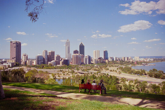 Retro Cityscape of Perth Western Australia, shot on film in 2004