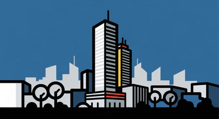 Obraz premium Modern City Skyline with Clock Elements