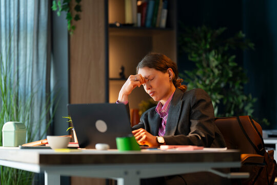 Stressed Businesswoman Working