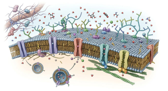 Human Cell Membrane &ndash; Phospholipid Bilayer with Membrane Proteins