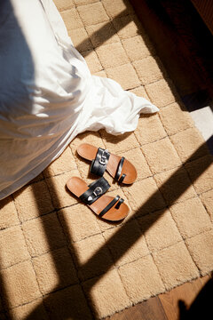 Sandals on a carpet