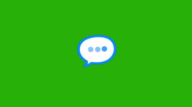 Message bubble for custom text on green screen. Sending messages using mobile cha