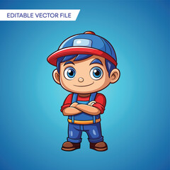 Worker Boy Mascot Illustration for logo design