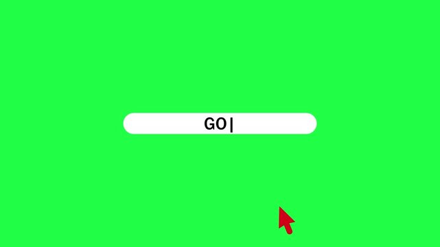 Go button click animation with mouse cursor on green background. 