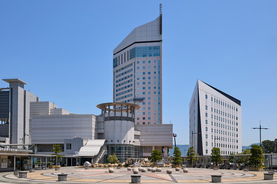 Takamatsu City Buildings With Modern Design and Clear Blue Sky