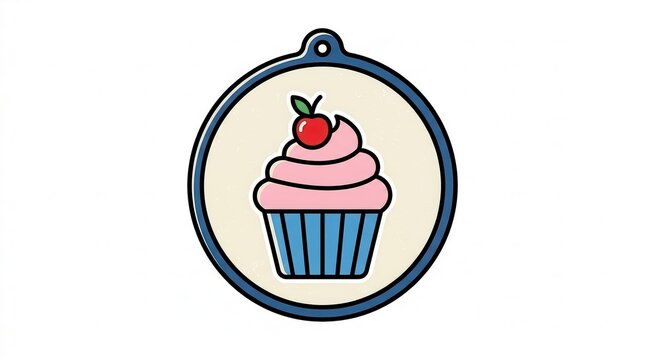 cupcake icon with pink frosting and cherry
