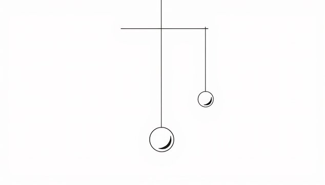 Minimalist line drawing of a physics pendulum on white background