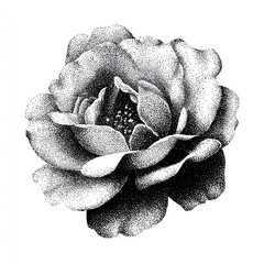 Obraz premium Intricate dotwork rose illustration in black and white.