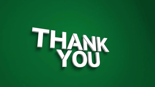 Animated "Thank You" typography on a clean green background with smooth fade-in and fade-out motion, ideal for presentations, business videos, social media, YouTube end screens,