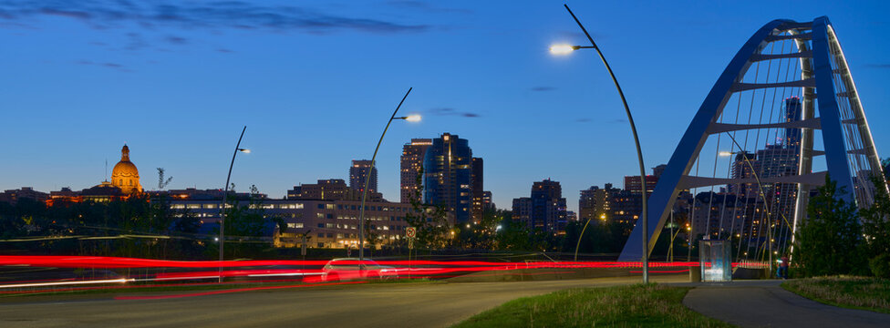 Traffic Trails Bridge Cityscape