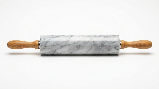 Classic marble kitchen rolling pin with wooden handles for baking culinary cookware kitchenware preparation equipment handmade homemade professional gastronomy essential