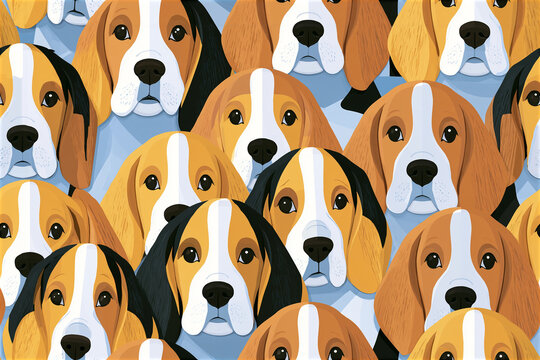 Seamless 2.5D Beagle Puppy Pattern